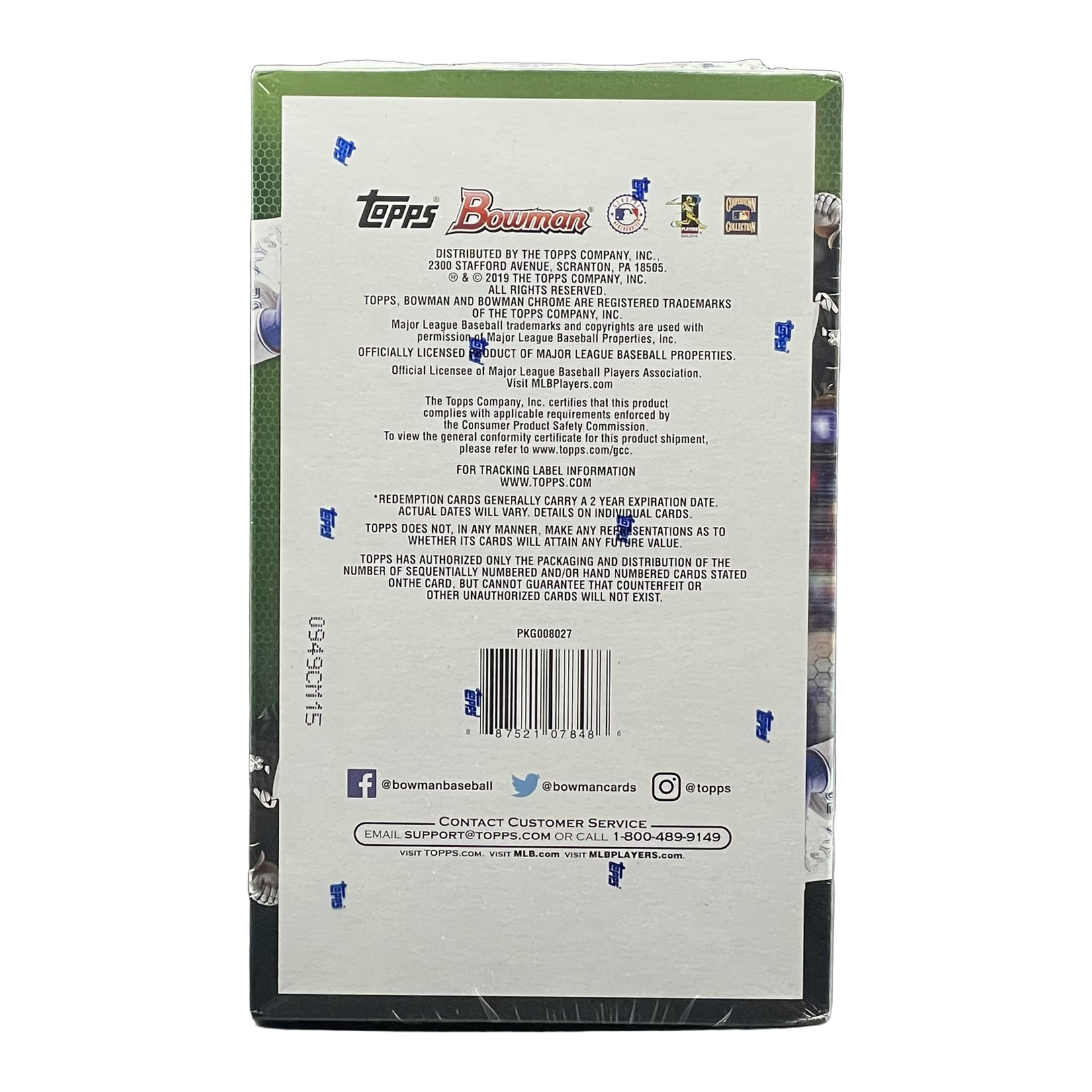 2019 Bowman Baseball Hobby Box - Back