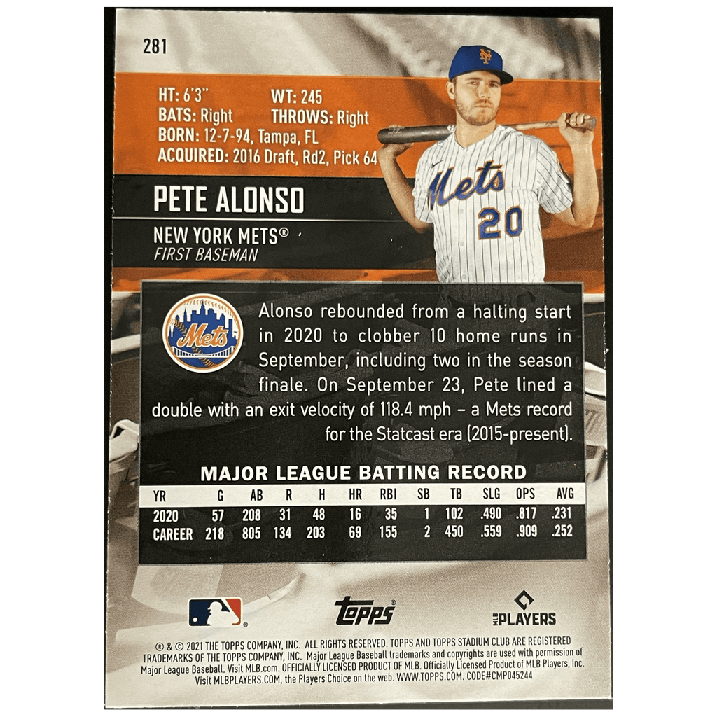 2021 Topps Stadium Club Baseball Pete Alonso Members Only - FALSE - Library of Cards