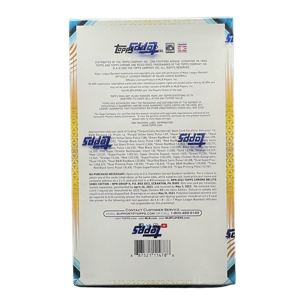 2022 Topps Chrome Lite Baseball Hobby Box - Back