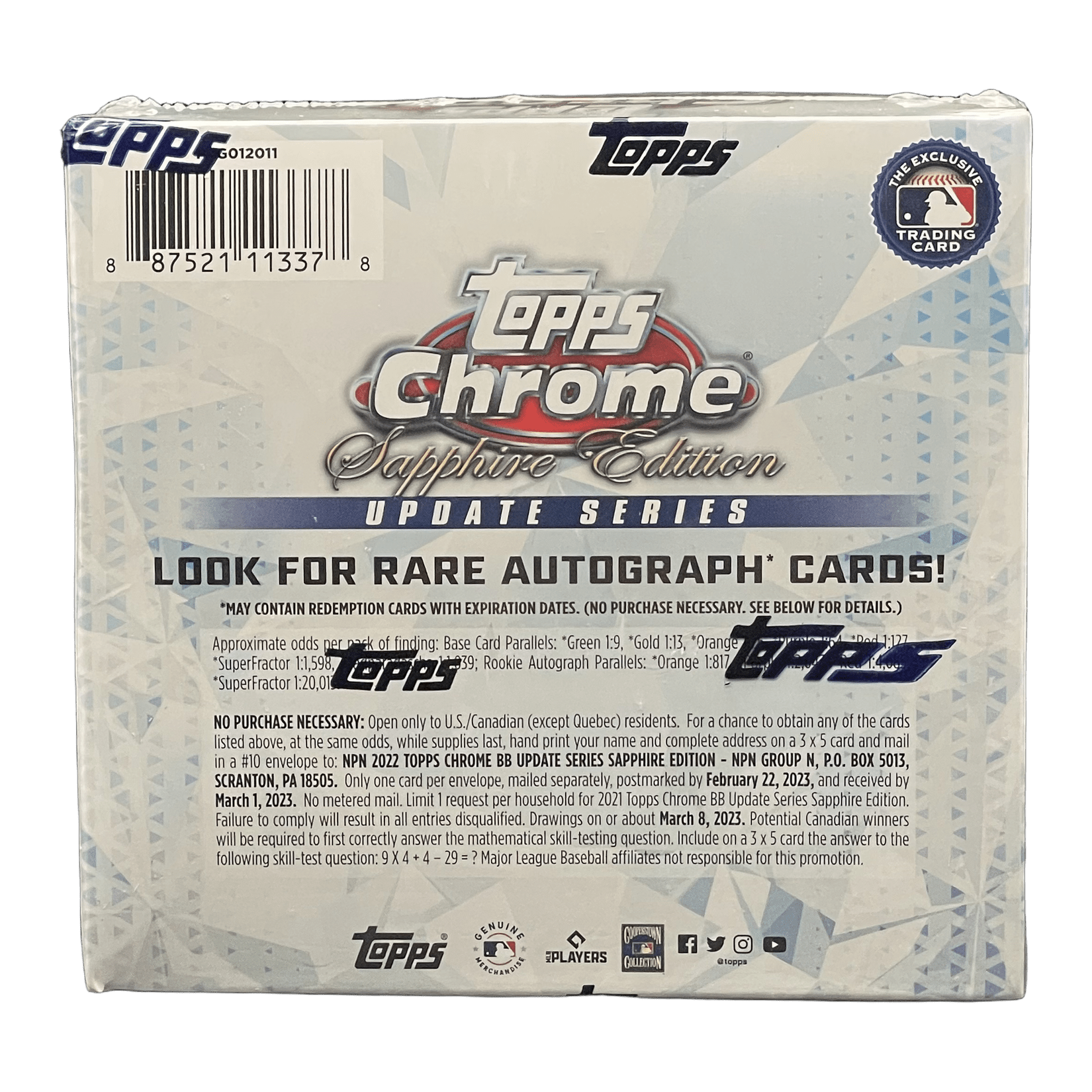 2022 Topps Chrome Update Sapphire Baseball Hobby Box - 887521113378 - Library of Cards