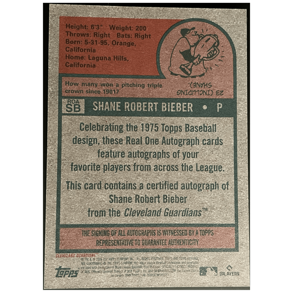 2024 Topps Heritage High Number Baseball Shane Bieber Real On Card Autograph - FALSE - Library of Cards