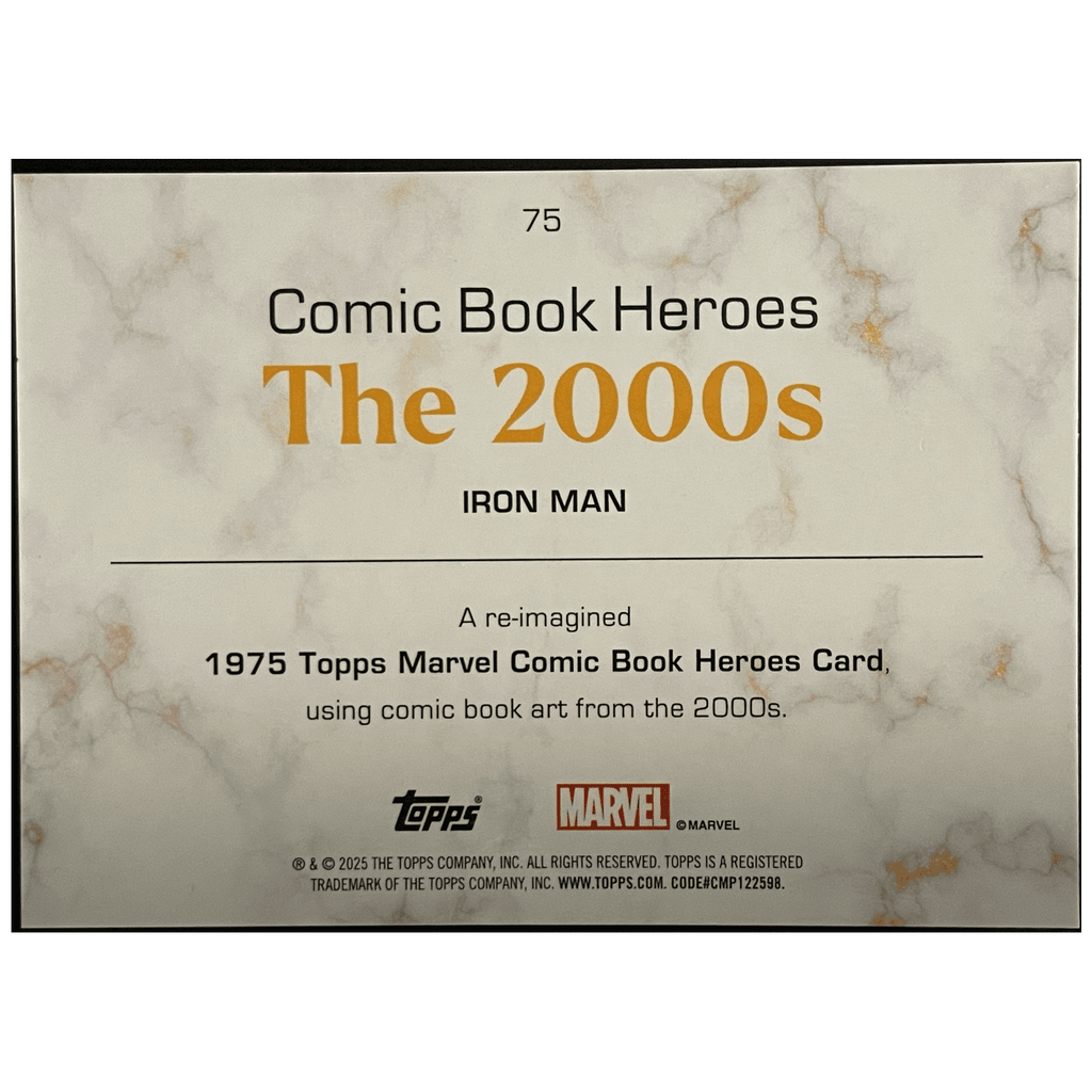 2025 Topps Marvel Comic Book Heroes 1975 Golden Anniversary Marvel Iron Man The 2000s Gold Mini - Diamonds Refractor /199 - FALSE - Library of Cards