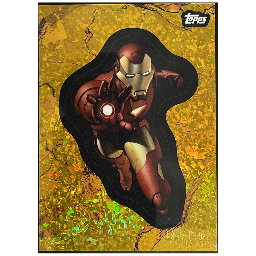 2025 Topps Marvel Comic Book Heroes 1975 Golden Anniversary Marvel Iron Man The 2000s Gold Mini - Diamonds Refractor /199 - FALSE - Library of Cards