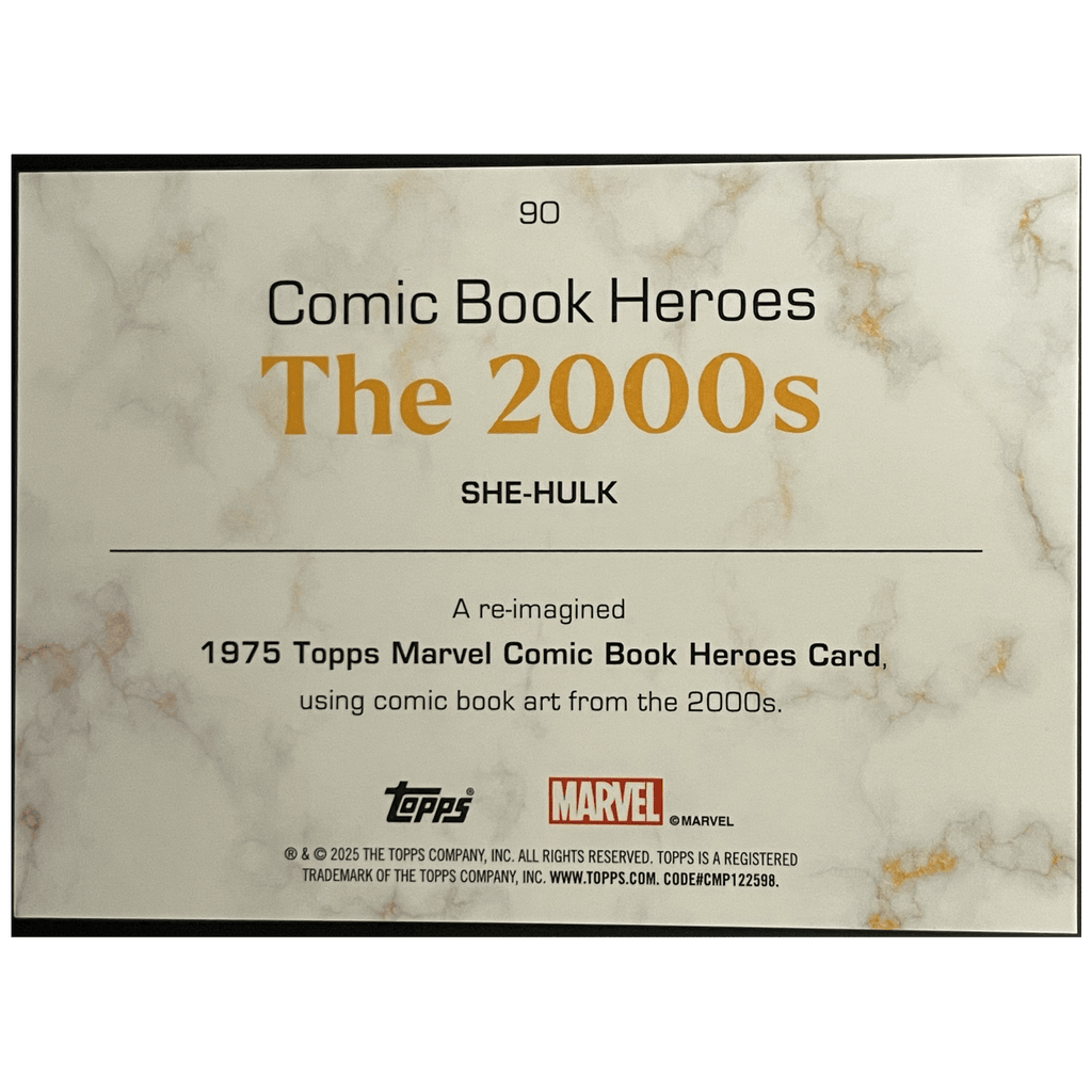 2025 Topps Marvel Comic Book Heroes 1975 Golden Anniversary Marvel She - Hulk The 2000s Gold Atomic Refractor /125 - FALSE - Library of Cards