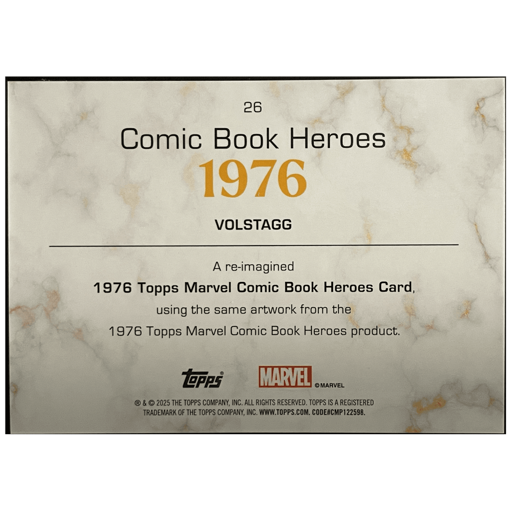 2025 Topps Marvel Comic Book Heroes 1975 Golden Anniversary Marvel Volstagg 1976 Electrum Refractor /99 - FALSE - Library of Cards