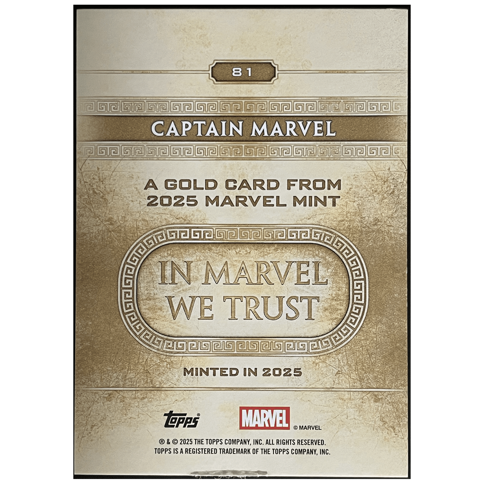 2025 Topps Marvel Mint Marvel Captain Marvel Gold Card Orange /25 - FALSE - Library of Cards