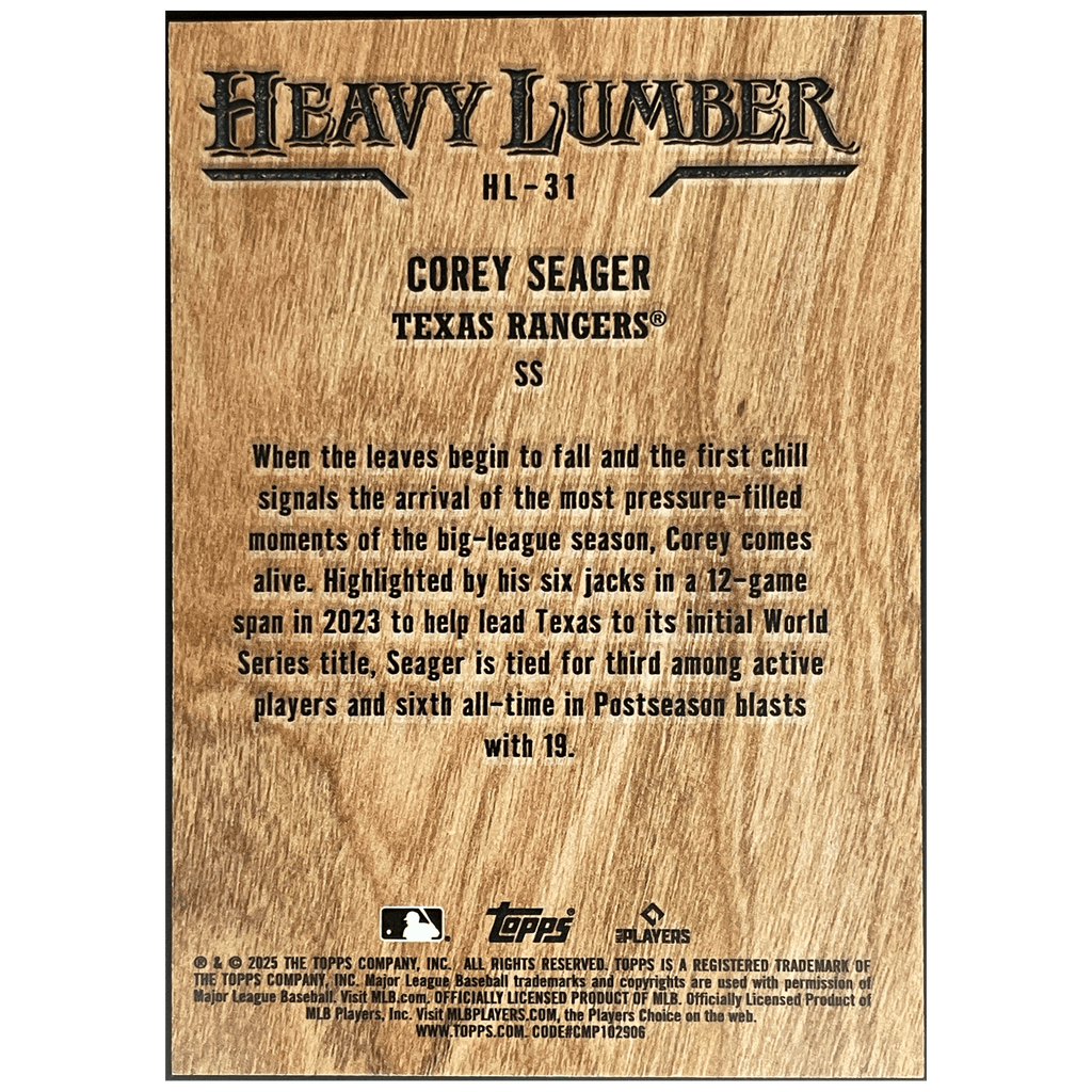 2025 Topps Series 2 Baseball Corey Seager Heavy Lumber - FALSE - Library of Cards