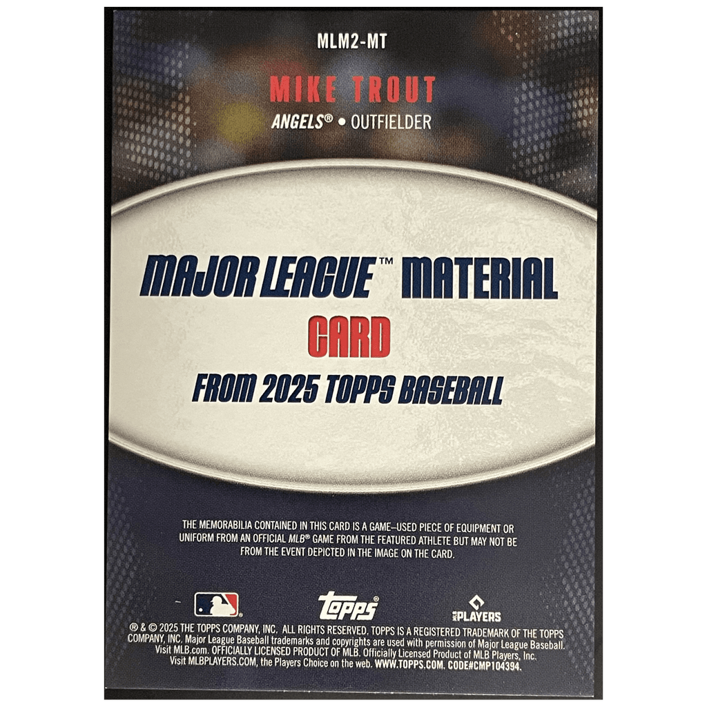 2025 Topps Series 2 Baseball Mike Trout Player Worn Major League Material - FALSE - Library of Cards