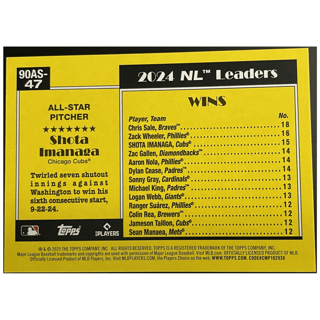 2025 Topps Series 2 Baseball Shota Imanaga 1990 Topps 35th Anniversary All - Star Gold /50 - FALSE - Library of Cards