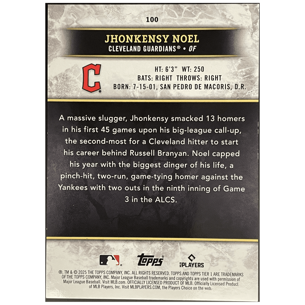 2025 Topps Tier One Baseball Jhonkensy Noel Base - FALSE - Library of Cards